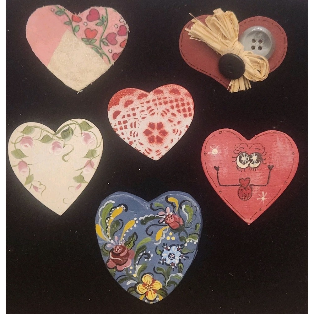 Vintage Heart Brooch Lot‎ Mixed Materials And Styles
